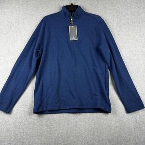 G.H. Bass & Co Pullover Mens Small Blue Heather Quarter Zip Mock Neck Sweater